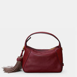Bolso de mano en piel troquelada burdeos