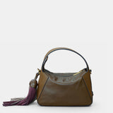 Bolso de mano en piel troquelada verde