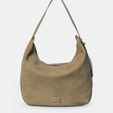Bolso de hombro en serraje taupe