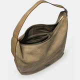 Bolso de hombro en serraje taupe