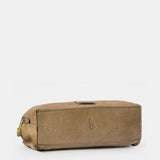 Taupe suede crossbody bag.