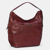 Schultertasche aus bordeauxfarbenem Leder.