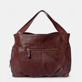 Burgundy suede shopper bag.
