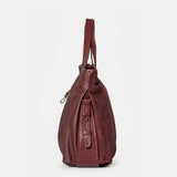 Burgundy suede shopper bag.
