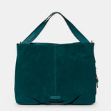 Blue suede shopper bag.