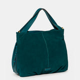 Blue suede shopper bag.