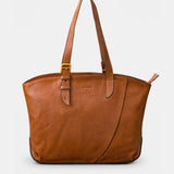 Cognac leather shopper bag.