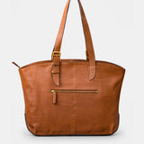 Cognac leather shopper bag.