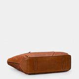 Cognac leather shopper bag.