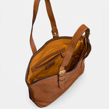 Cognac leather shopper bag.