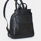 Rucksack aus schwarzem Leder.