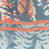 Damentuch aus Viskose mit Blätterdruck in Blau.