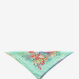 Women's silk bandana with floral print in turquoise