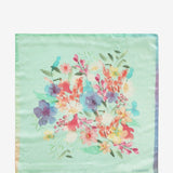 Women's silk bandana with floral print in turquoise