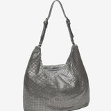 Bolso de fiesta hobo de mujer de malla metálica en plata