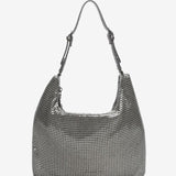 Bolso de fiesta hobo de mujer de malla metálica en plata