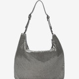 Bolso de fiesta hobo de mujer de malla metálica en plata