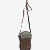 Women's mobile phone bag in brown felt