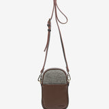 Women's mobile phone bag in brown felt