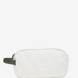 Beige jacquard women's toiletry bag