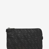 Women's flat jacquard toiletry bag in black