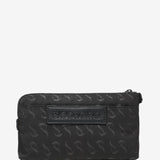 Women's flat jacquard toiletry bag in black