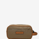 Women's toiletry bag made of recycled materials, camel