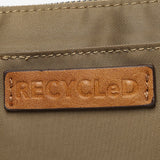 Women's flat toiletry bag in camel recycled materials