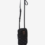 Women's mobile phone bag in black quilted nylon