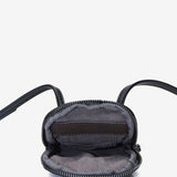 Women's mobile phone bag in black quilted nylon