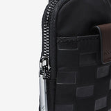 Women's mobile phone bag in black quilted nylon