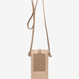 Women's mobile phone bag with beige sheepskin