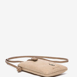 Women's mobile phone bag with beige sheepskin