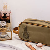 Women's toiletry bag made of recycled materials, camel