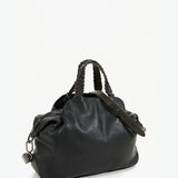 Women's leather bowling bag in black