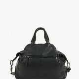 Women's leather bowling bag in black