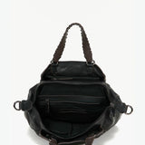 Women's leather bowling bag in black