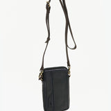 Women's black leather mobile phone bag