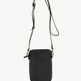 Women's black leather mobile phone bag