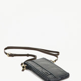 Women's black leather mobile phone bag