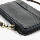 Women's black leather mobile phone bag