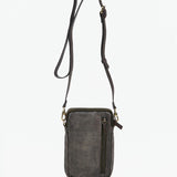 Green leather women's mobile phone bag