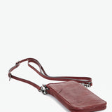 Women's burgundy leather mobile phone bag