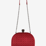 Burgundy velvet clutch