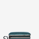 Rectangular green velvet clutch
