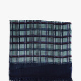 Women's wool scarf with small checkered print in green