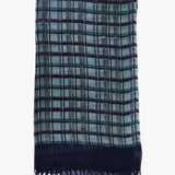 Women's wool scarf with small checkered print in green