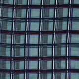 Women's wool scarf with small checkered print in green