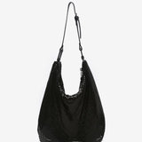 Schwarze Damen-Hobo-Party-Handtasche aus Metallnetz.