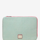 Laptop sleeve in green fabric